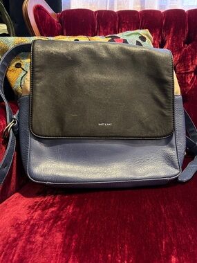 Matt & Nat Black and Blue Leather-Style backpack
